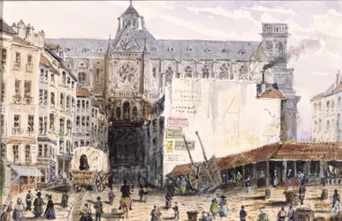 Blick auf St. Eustache von der Rue Montmartre, 1830